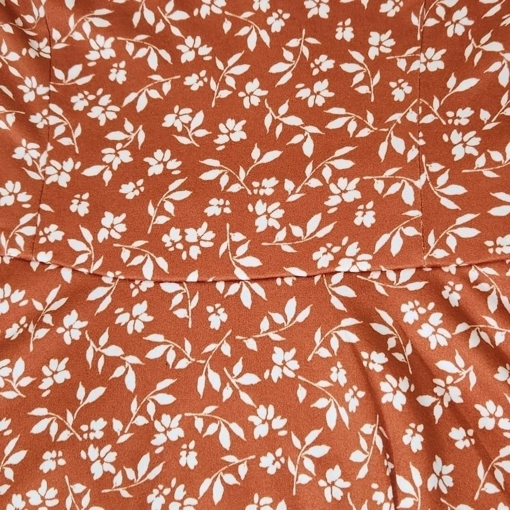 NWOT The General Good Strappy Brushed Knit Dress Rust Orange and White S… - Picture 11 of 14